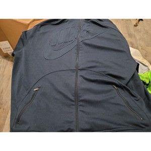Nike Big Logo Full Zip Jacket Sweatshirt XXL Black/Black Logo *see Details*